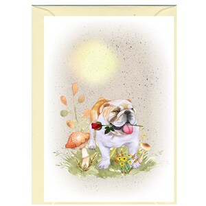 Biglietto d'auguri/biglietto vuoto Bulldog (15,2 x 10,2 cm) con busta - Ideale per San Valentino, compleanno, festa della mamma, ecc. Articolo perfetto per qualsiasi amante dei cani