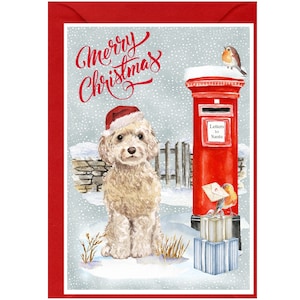 Biglietto di Natale Cockapoo/Doodle Dog (6" x 4") interno vuoto - con busta. Articolo perfetto per ogni amante dei cani