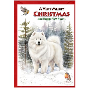 Samoyed Dog Christmas Card (6" x 4") Pusta w środku - z kopertą. Idealny przedmiot dla każdego miłośnika psów