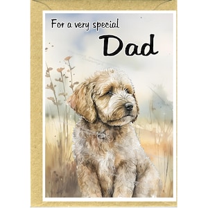 Golden Doodle Dog Blank Card /Notelet for DAD (6" x 4") with Envelope - Ideal for Father's Day, Birthday, etc.