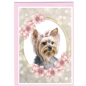 Cartão/Nota de Saudações Personalizado para Yorkshire Terrier/Yorkie Dog (6" x 4") com Envelope. O cartão pode ser deixado em branco, se preferir.