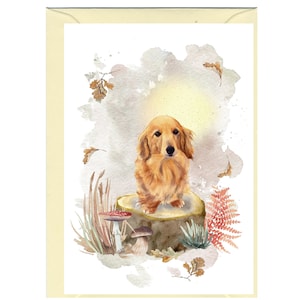 Gepersonaliseerde teckel langharige hond wenskaart /Notelet (6 "x 4") met envelop. De kaart kan desgewenst blanco worden gelaten