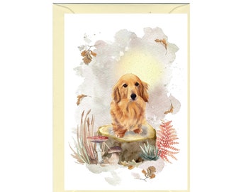 Personalised Dachshund Long Haired Dog Greetings Card /Notelet (6"x 4") with Envelope.  Card can be left blank if preferred