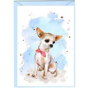 Gepersonaliseerde chihuahua gladde vacht hondenwenskaart (6 x 4 inch) met envelop.  Kan desgewenst leeg worden gelaten