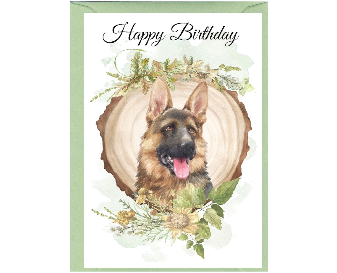 German Shepherd Dog happy Birthday Card 6 X Etsy