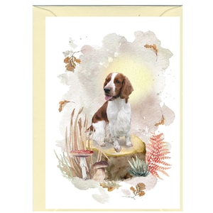 Gepersonaliseerde wenskaart Welsh springer-spaniëlhond (6 x 4 inch) met envelop.  Kaart kan indien gewenst blanco worden gelaten