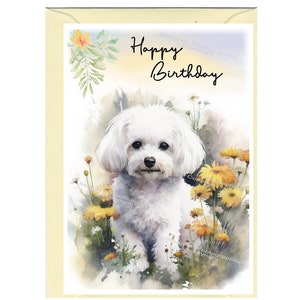 Bichon Frise Hund ""Happy Birthday"" - Karte (6 "x 4 ") mit Umschlag." Leer innen für Ihre eigene Nachricht. Perfekt für jeden Hundefreund