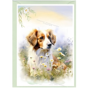 Gepersonaliseerde hondenwenskaart kooikerhondje (6 x 4 inch) met envelop.   Kan desgewenst leeg worden gelaten