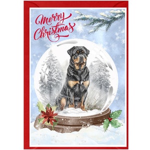 Tarjeta de Navidad para perros Rottweiler (6" x 4") Interior en blanco - con sobre. Artículo perfecto para cualquier amante de los perros.