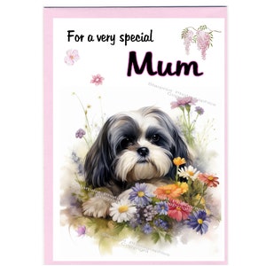 Blanco shih-tzu-kaart/notitie voor moeder (6 x 4 inch) met envelop: ideaal voor Moederdag, verjaardag, enz.