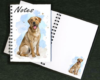 Labrador Retriever (yellow/gold) Dog Notebook / Notepad "Landscape Gardener Design" with picture on each page - Great Gift for any Dog Lover