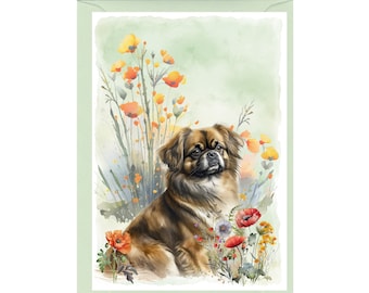 Personalised Tibetan Spaniel Dog Greetings Card /Notelet (6" x 4") with Envelope - Ideal for any occasion.  Can be left blank if preferred