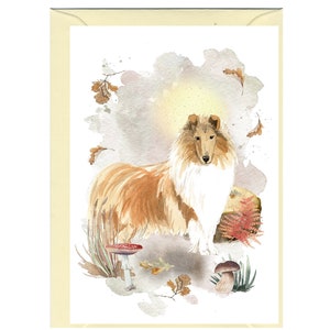 Cartão/Notelet personalizado de saudações para cães Rough Collie (6" x 4") com envelope. O cartão pode ser deixado em branco, se preferir
