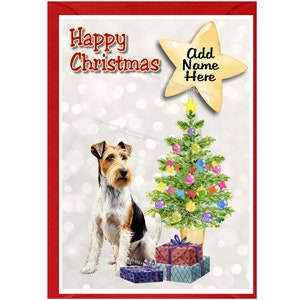 Carte de Noël personnalisée pour chien Fox Terrier (6 x 4 po.) vierge à l'intérieur - avec enveloppe. Article parfait pour tous les amoureux des chiens