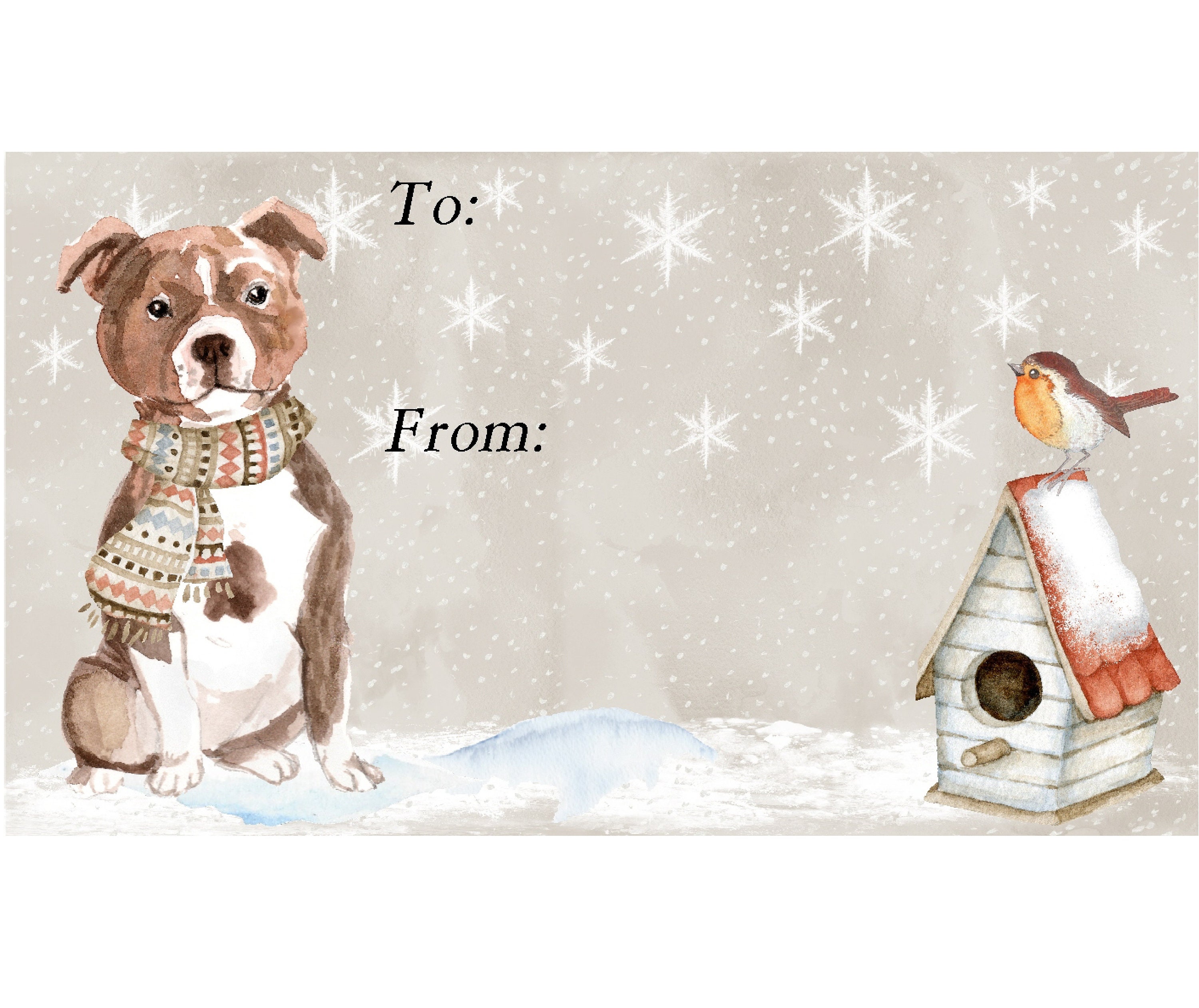 STAFFY Dog Christmas Birthday Gift labels Sticker Dog Pet Lover 