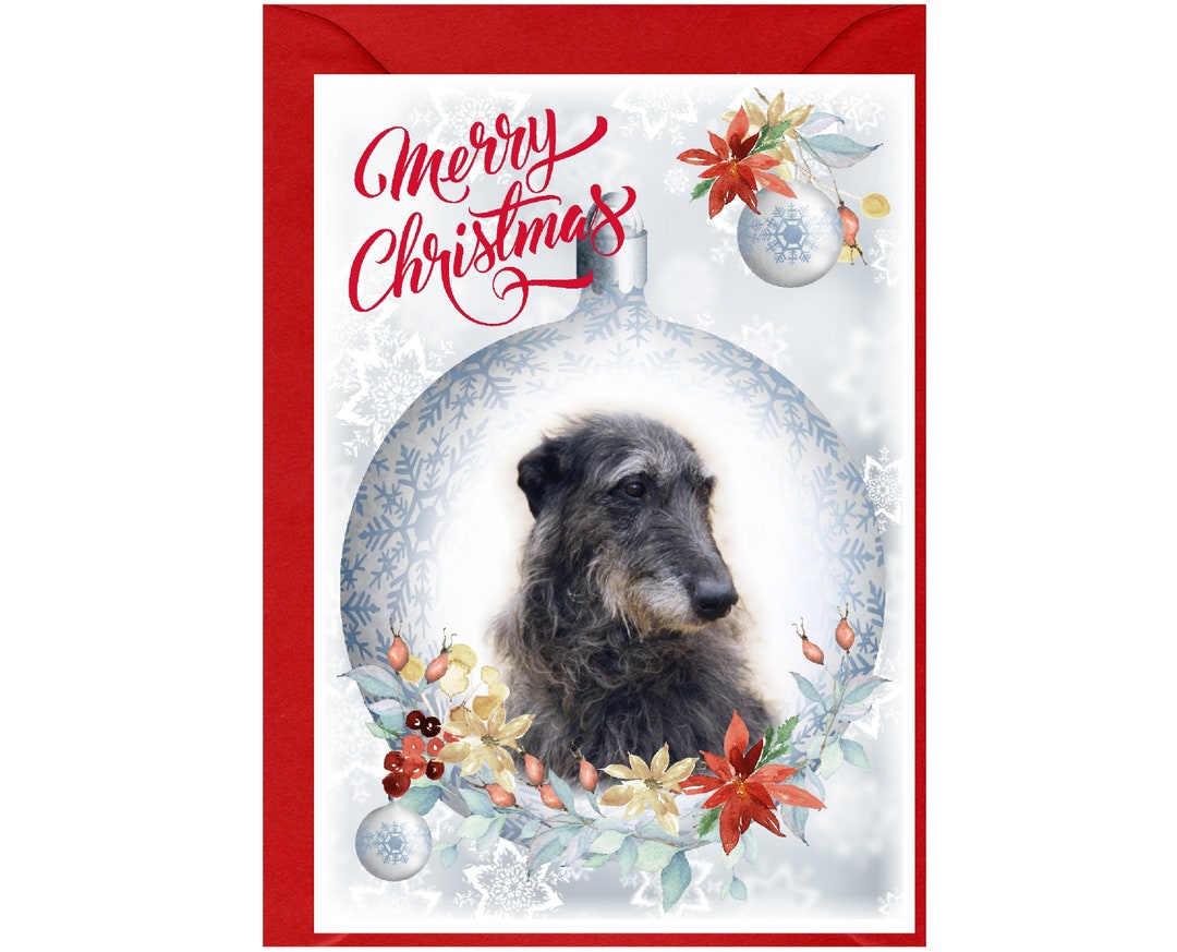Deerhound Dog Christmas Card (6" X 4") Blank Inside - With Envelope ...