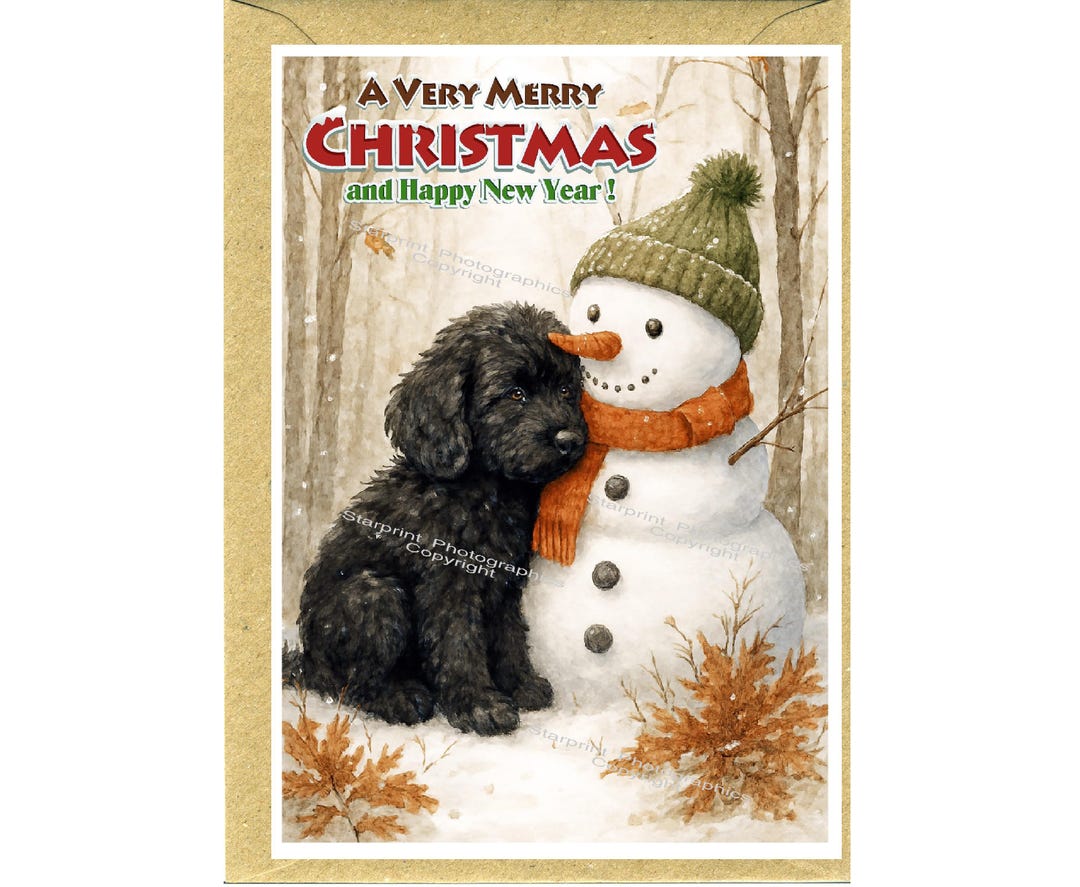 Cockapoo / Doodle Dog Christmas Card (6" X 4") Blank Inside - With ...