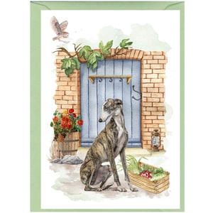 Gepersonaliseerde Greyhound Dog wenskaart/Notelet (6" x 4") met envelop. Kan indien gewenst leeg gelaten worden