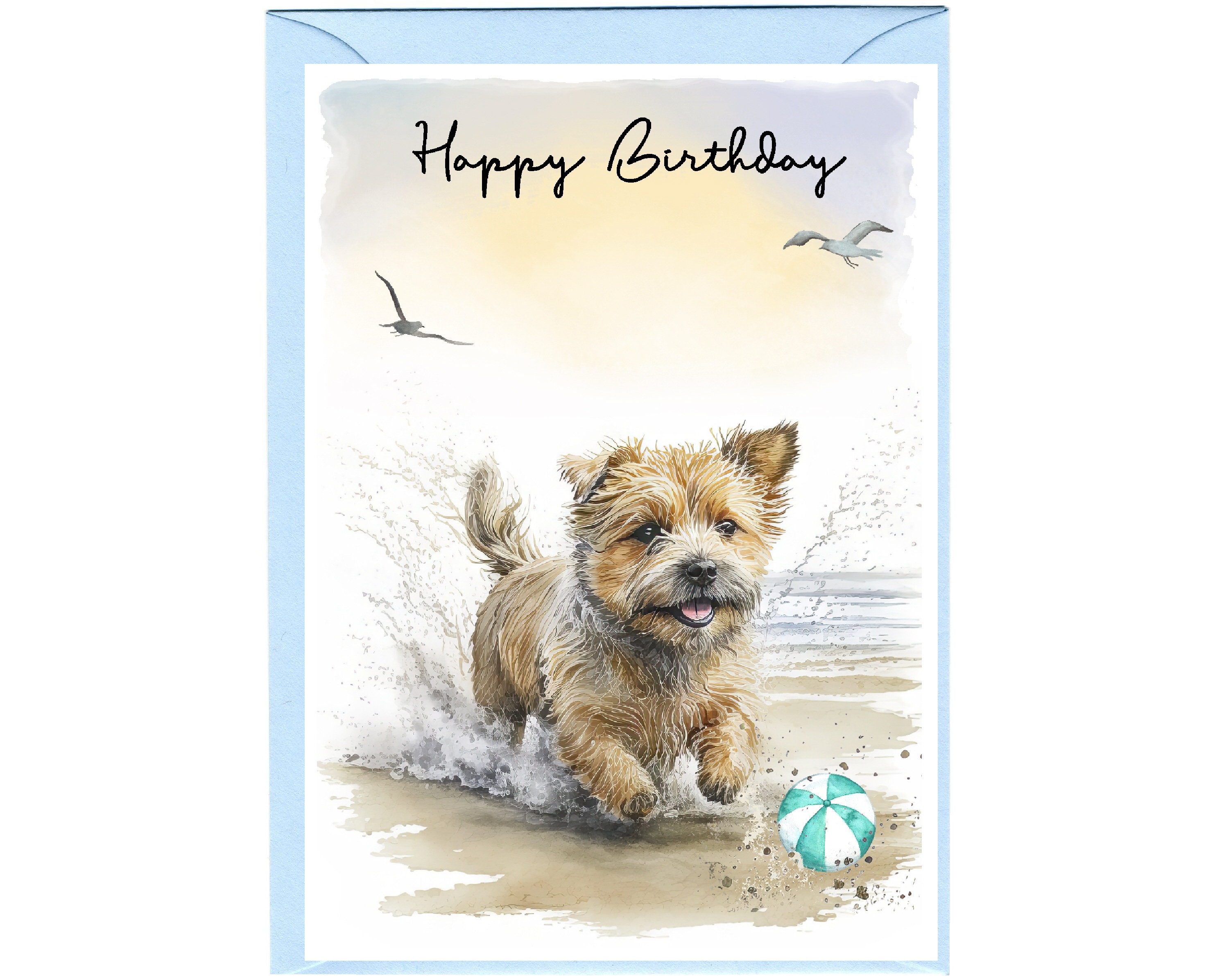 Old English Co. 面白いバースデーカード 犬のお母さんに - 奥さんへの誕生日プレゼント 犬ペット子犬 - 「ウーフウ  ノーフォーク・テリア犬の「ハッピーバースデー」カード（6インチ×4インチ）と封筒付き。内側は空白で、メッセージを書き込めます。犬好きの方にぴったり  ..., image size:2945x2394