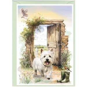 Gepersonaliseerde Westie/West Highland White Terrier Dog-wenskaart (6 "x 4") met envelop.  Kaart kan indien gewenst blanco worden gelaten