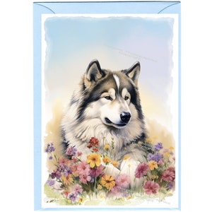Tarjeta de felicitación personalizada para perros Malamute de Alaska (6" x 4") con sobre - Ideal para cualquier ocasión. Se puede dejar en blanco si se prefiere