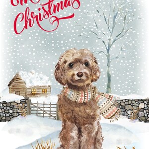 Cockapoo / Doodle Dog Christmas Card (6" X 4") Blank Inside - With ...