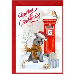 Zwergschnauzer Weihnachtskarte 15 x 10cm Innen leer - mit Umschlag. Perfekter Artikel für jeden Hundeliebhaber