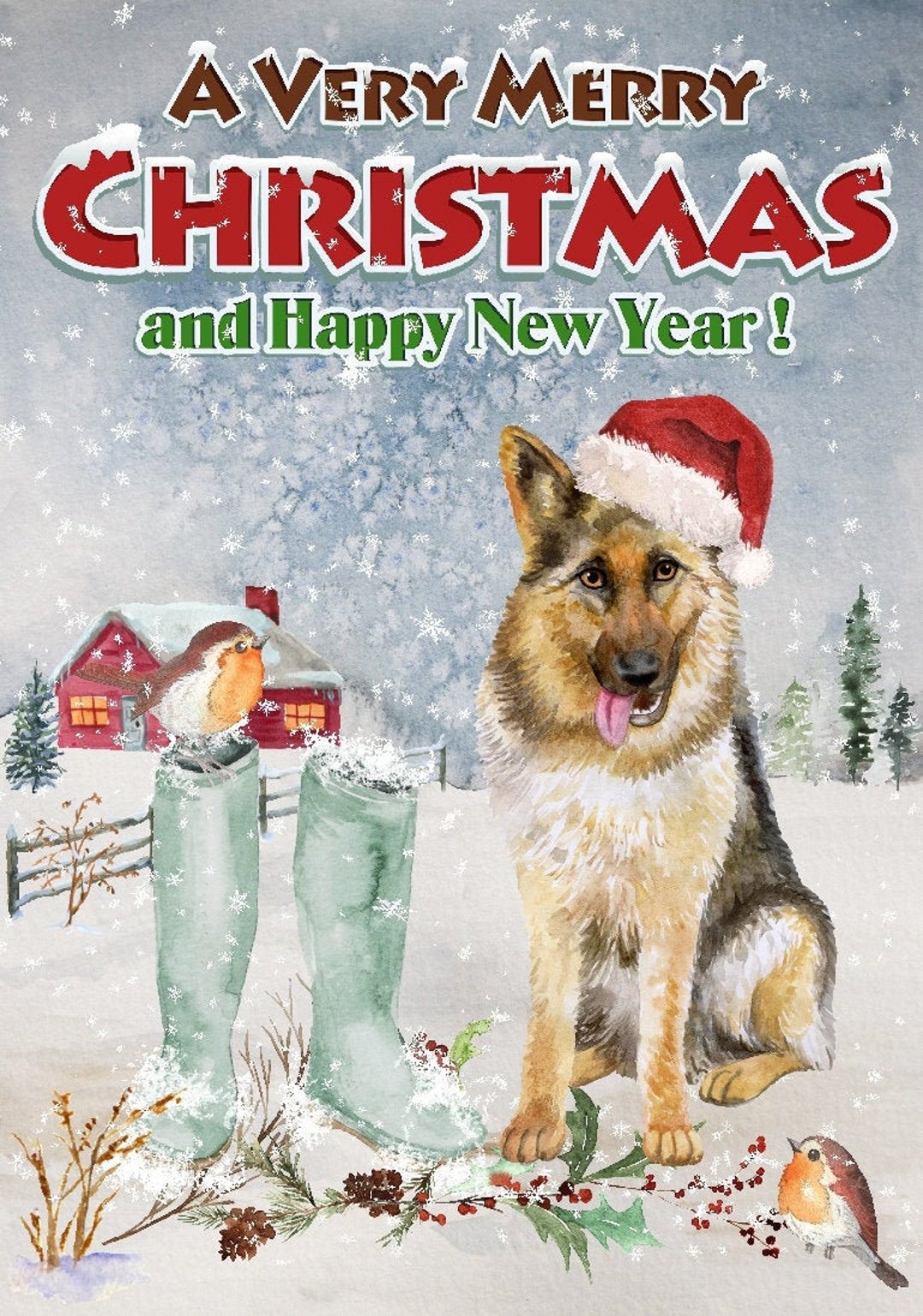 German Shepherd Christmas Cards 