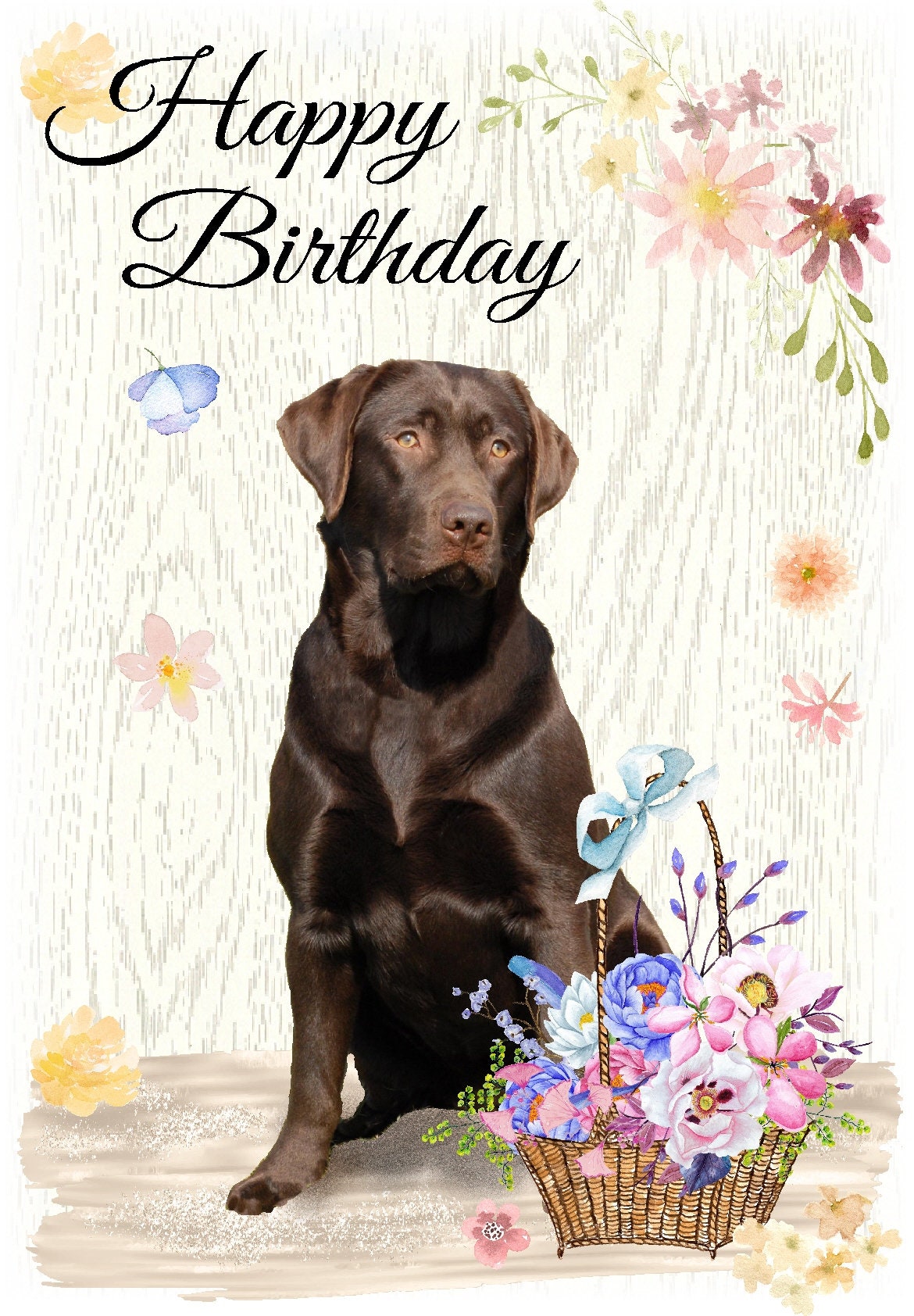 Biglietto di auguri con cane sorridente, perfetto per gli amanti
