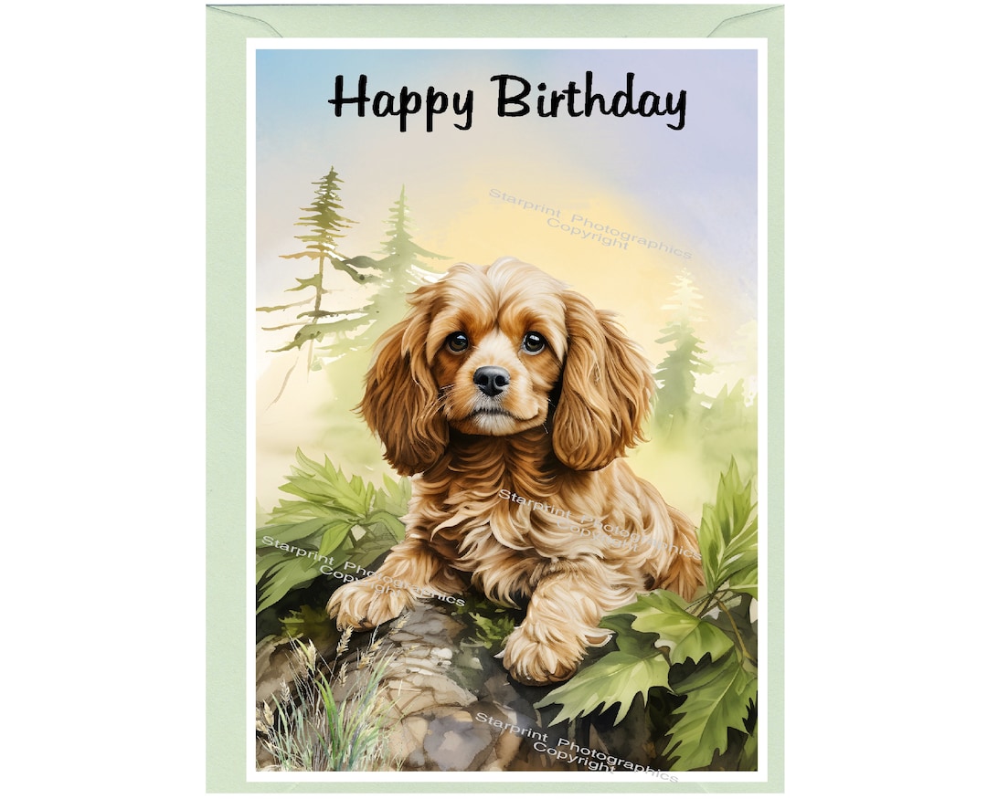 Cavapoo / Doodle Dog happy Birthday Card 6 Etsy