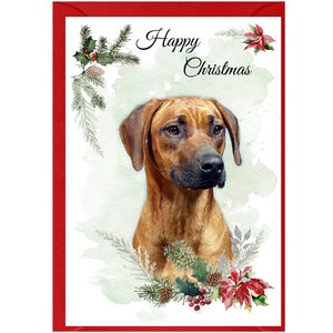 Rhodesian Ridgeback Hund Weihnachtskarte 15 x 10 cm Innen leer - mit Umschlag. Perfekter Artikel für jeden Hundeliebhaber
