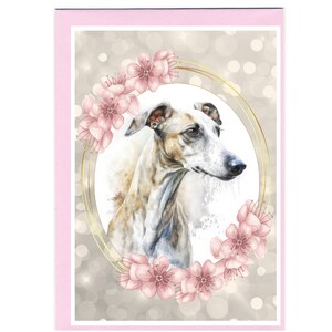 Gepersonaliseerde Whippet Dog-wenskaart (6 x 4 inch) met envelop.  Kaart kan indien gewenst blanco worden gelaten
