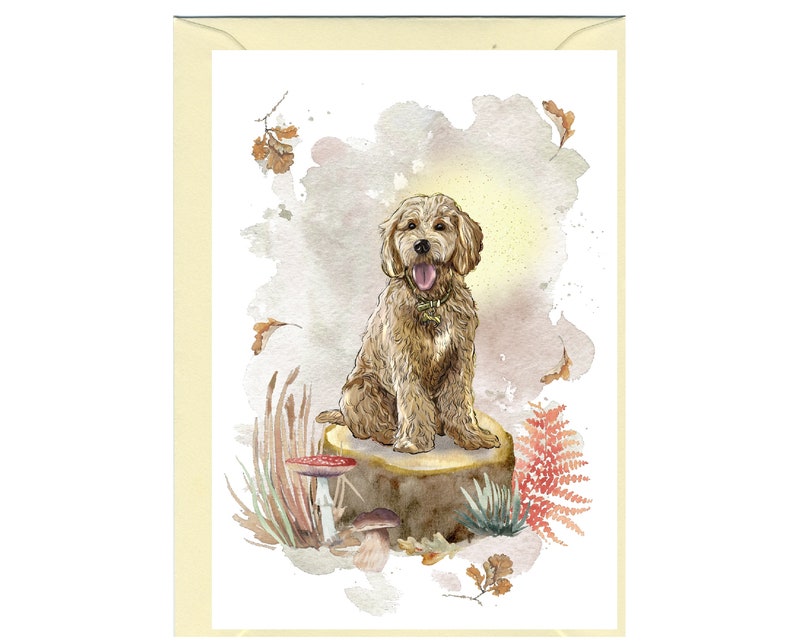 Personalised Golden Doodle Dog Greetings Card /notelet (6" X 4") With ...