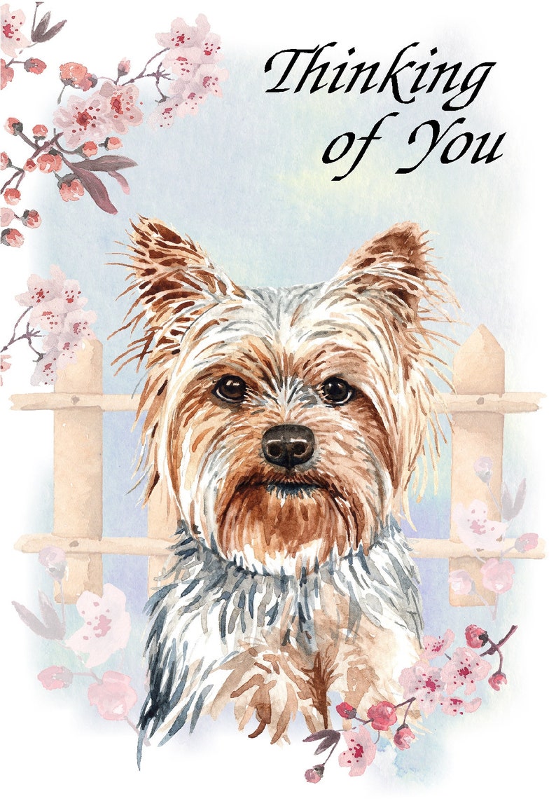 Yorkshire Terrier / Yorkie Dog "thinking of You" Card (6" X 4") With ...