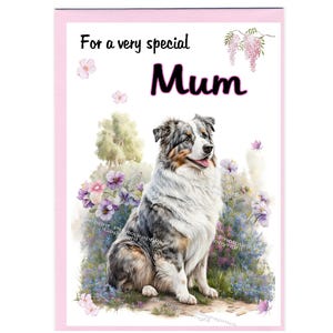 Australischer Schäferhund Blanko Karte für Mama (6 "x 4") mit Umschlag - Ideal für Muttertag, Geburtstag, etc.