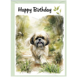 Tarjeta "Feliz Cumpleaños" para Perro Shih Tzu (6" x 4") con Sobre - Interior en blanco para su propio mensaje. Perfecto para cualquier amante de los perros.