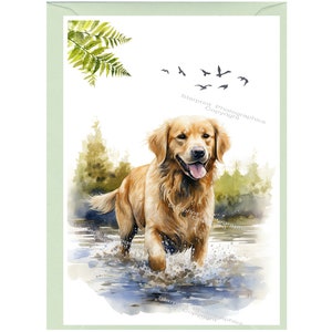 Spersonalizowana kartka z pozdrowieniami dla psa rasy golden retriever /Notelet (6" x 4") z kopertą - idealna na każdą okazję. Można pozostawić pustą, jeśli wolisz