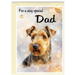 Welsh Terrier Hund Blankokarte für DAD (6 "x 4") mit Umschlag - Ideal für den Vatertag, Geburtstag, etc.