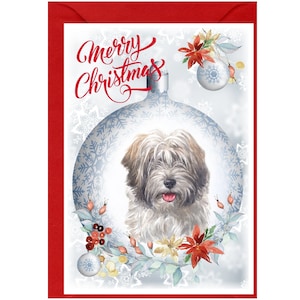 Tibet-Terrier-Hunde-Weihnachtskarte 15 x 10 cm Innen leer - mit Umschlag.  Perfekter Artikel für jeden Hundeliebhaber
