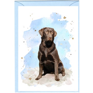 Gepersonaliseerde Labrador Retriever (chocolade) hondenwenskaart /Notelet (6" x 4") met envelop.  Kaart kan indien gewenst blanco worden gelaten