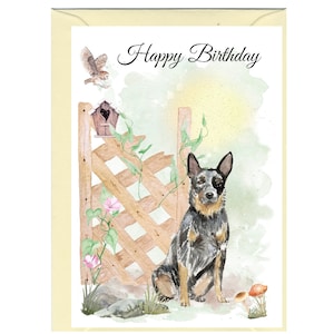 Australian Cattle Dog "Happy Birthday" Card (6" x 4") with Envelope - Blank inside for your own message. Perfect for any dog lover