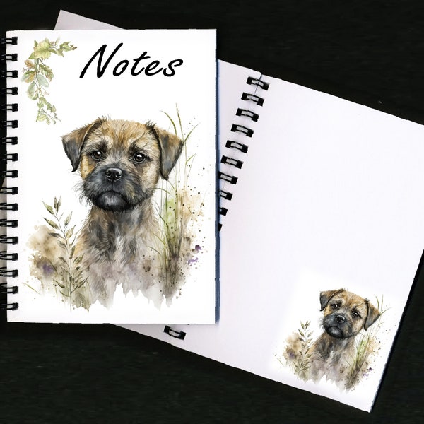 Border Terrier Dog Notebook / Bloc-notes (6ins x 4ins) « Landscape Gardener Design » avec image sur chaque page - Grand cadeau pour tout amoureux des chiens