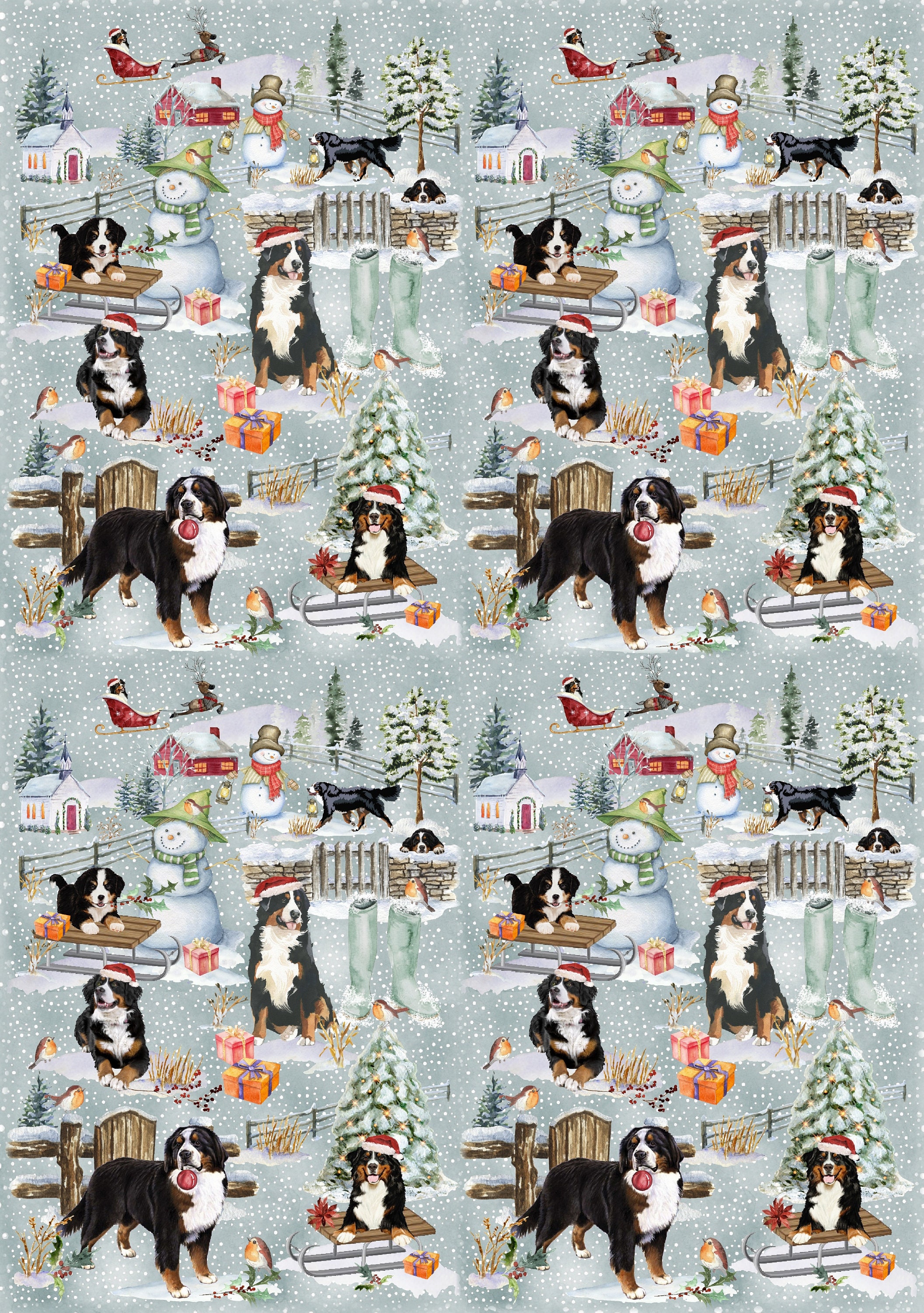 Festive Christmas Bernese Mountain Dog Gift Wrap - Red – The Crafted Bee Co.