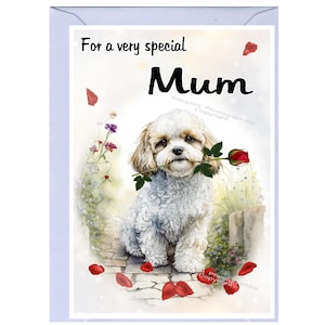 Cavachon / Doodle Dog Blank Card /Notelet for MUM (6" x 4") with Envelope - Ideal Mothers Day, Birthday Card, Etc.