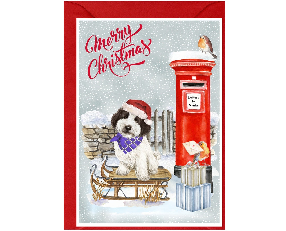 Cockapoo / Doodle Dog Christmas Card (6" X 4") Blank Inside - With ...