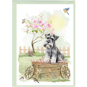 Cartão/Notelet personalizado para cães Schnauzer miniatura (6" x 4") com envelope. O cartão pode ser deixado em branco, se preferir