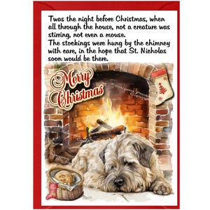 Soft Coated Wheaten Terrier Dog Christmas Card (6&quot; x 4&quot;) Blank inside - with Envelope.  Perfect item for any Dog Lover