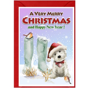 West Highland White Terrier / Westie Dog Christmas Card (6" x 4") Blank inside - with Envelope. Design No. 4. Perfect item for any Dog Lover