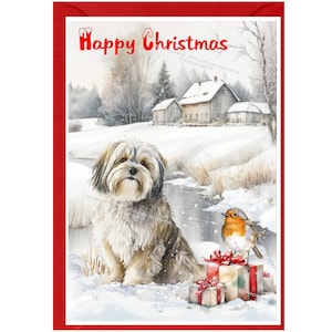 Cartão de Natal para Cachorro Havanês (6" x 4") Em branco por dentro - com Envelope. Item perfeito para qualquer amante de cachorro