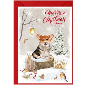 ウェルシュ ペンブローク コーギー ドッグ クリスマス カード (6" x 4") 内側は空白 - 封筒付き。犬好きの方にぴったりのアイテムです。